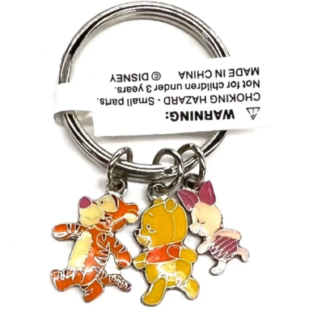 Vintage Disney Winnie Pooh Roo Tigger Keychain Bag Charm NWOT Enamel